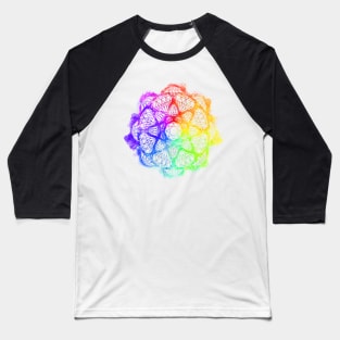 Rainbow Watercolor Crystal Mandala - Clear Silhouette Baseball T-Shirt